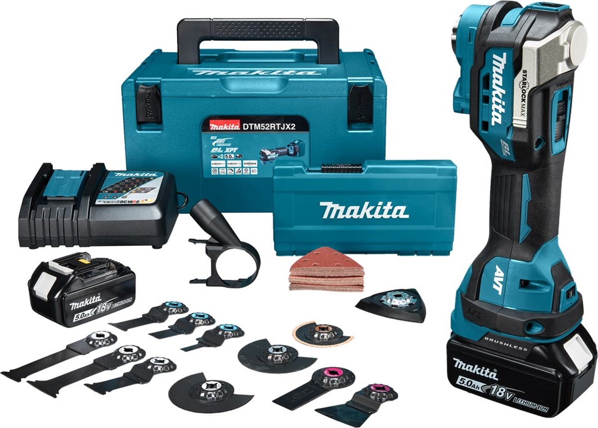 Makita DTM52RTJX2 Accu Multitool met Accessoires 18V 5.0Ah in Mbox