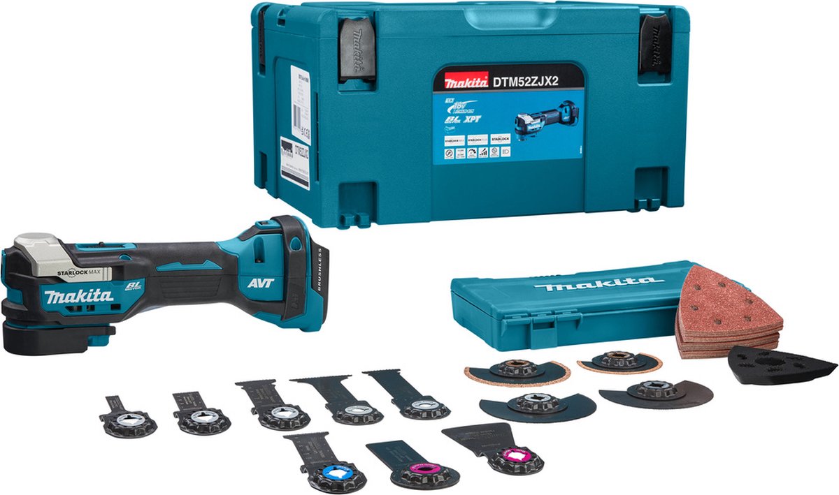 Makita DTM52ZJX2 Accu Multitool met Accessoires 18V Basic Body in Mbox