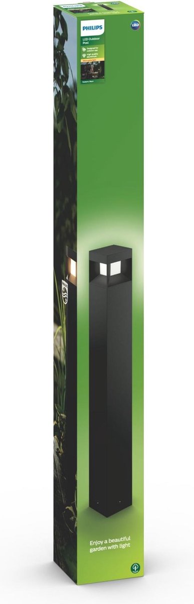 Parterre sokkellamp voor buiten zwart groot - Philips