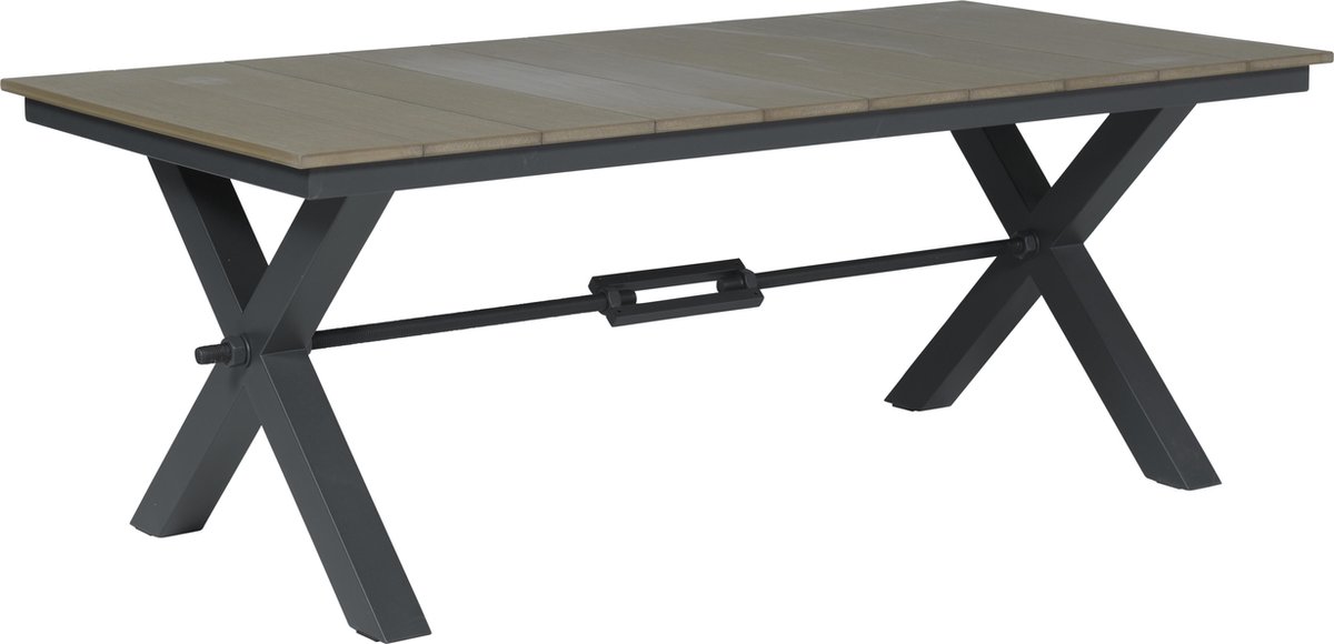 Robusto tafel 200x100xH76 VW vintage teak/ carbon black - Garden impressions