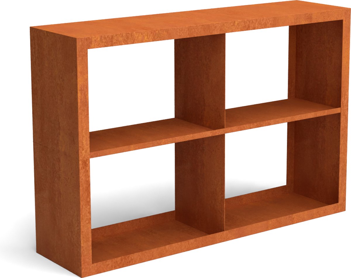 Egura cortenstaal houtopslag onderverdeling 4 vakken 1500x385x1000 mm - Geroba