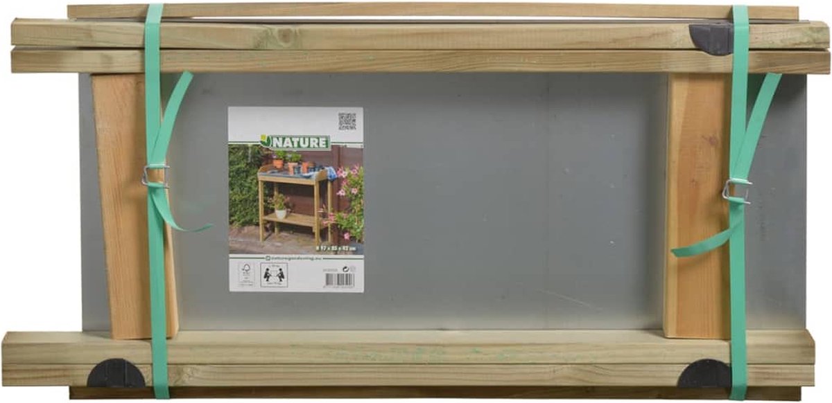 Oppottafel voor zaaien en verpotten zink,FSC hout H97x85x42cm - Nature