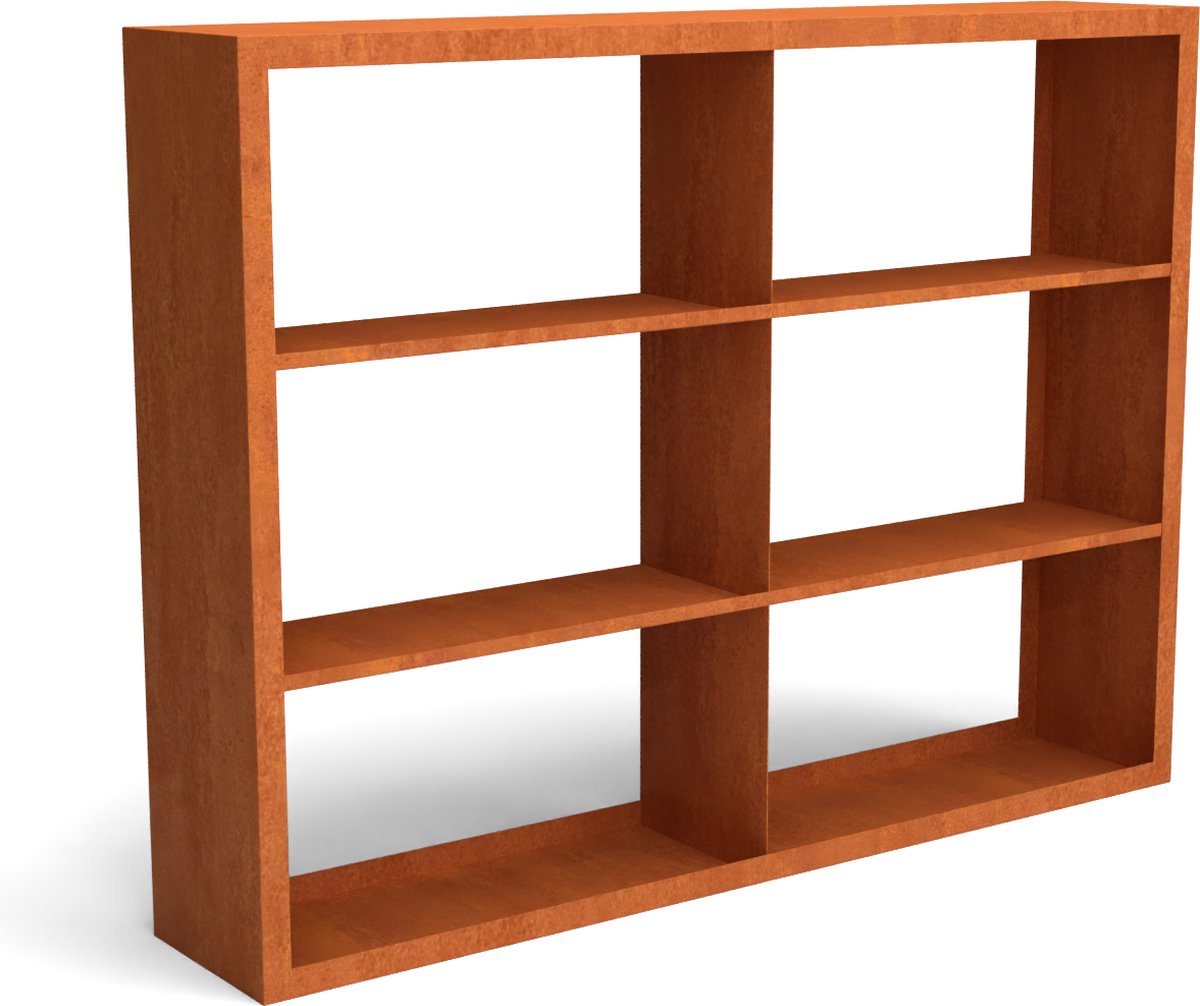 Egura cortenstaal houtopslag onderverdeling 6 vakken 2000x385x1500 mm - Geroba