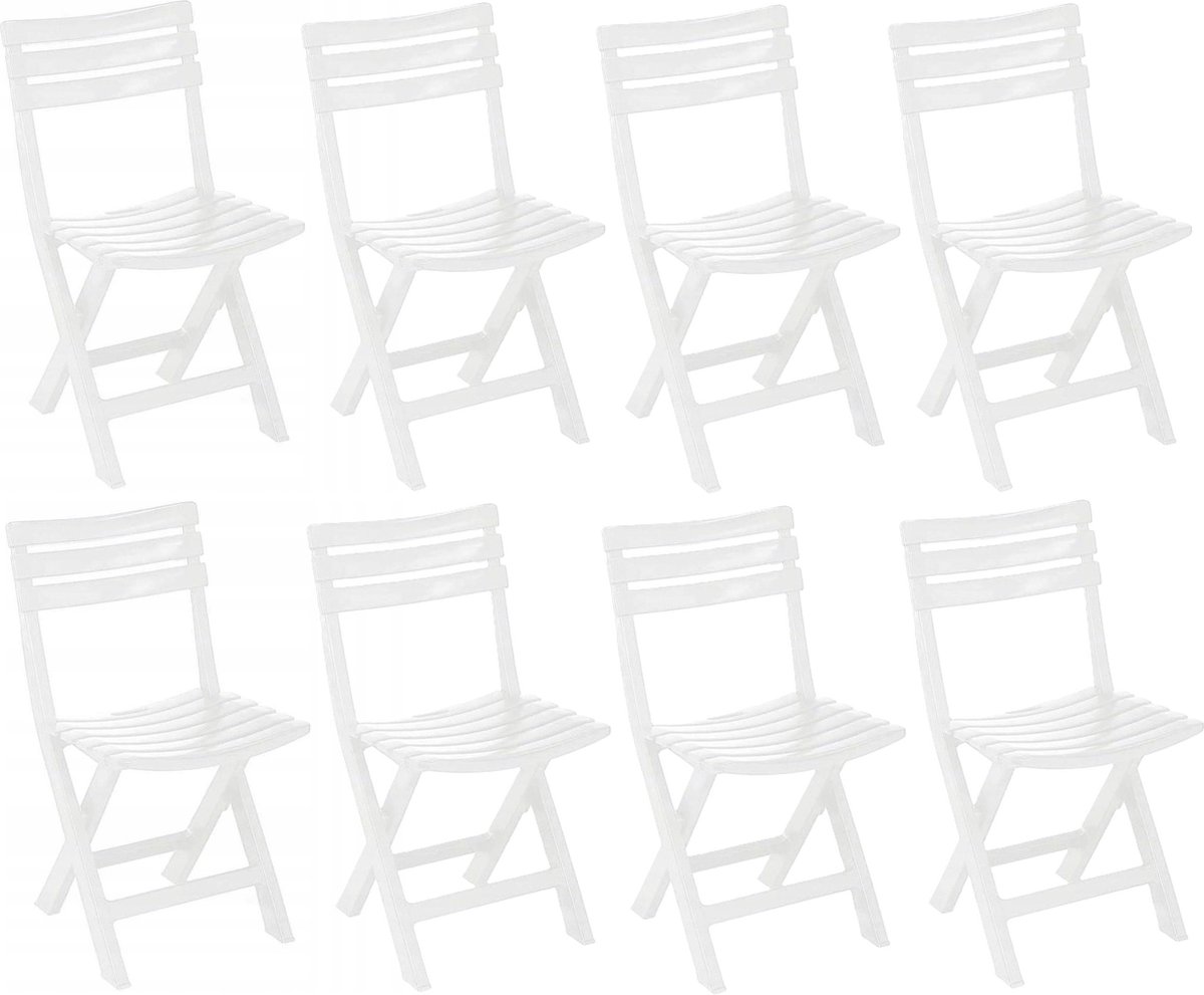 8 Stuks witte kunststof klapstoelen voor binnen en buiten -