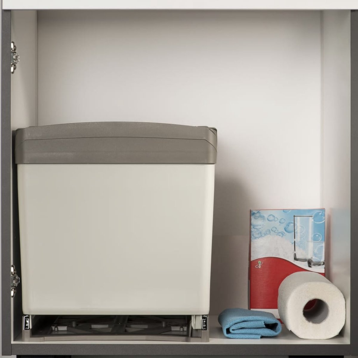 Eyckhaus 2-voudige afvalverzamelaar vierkant 2 x 21 l | grijs/zilver - 4384 4384