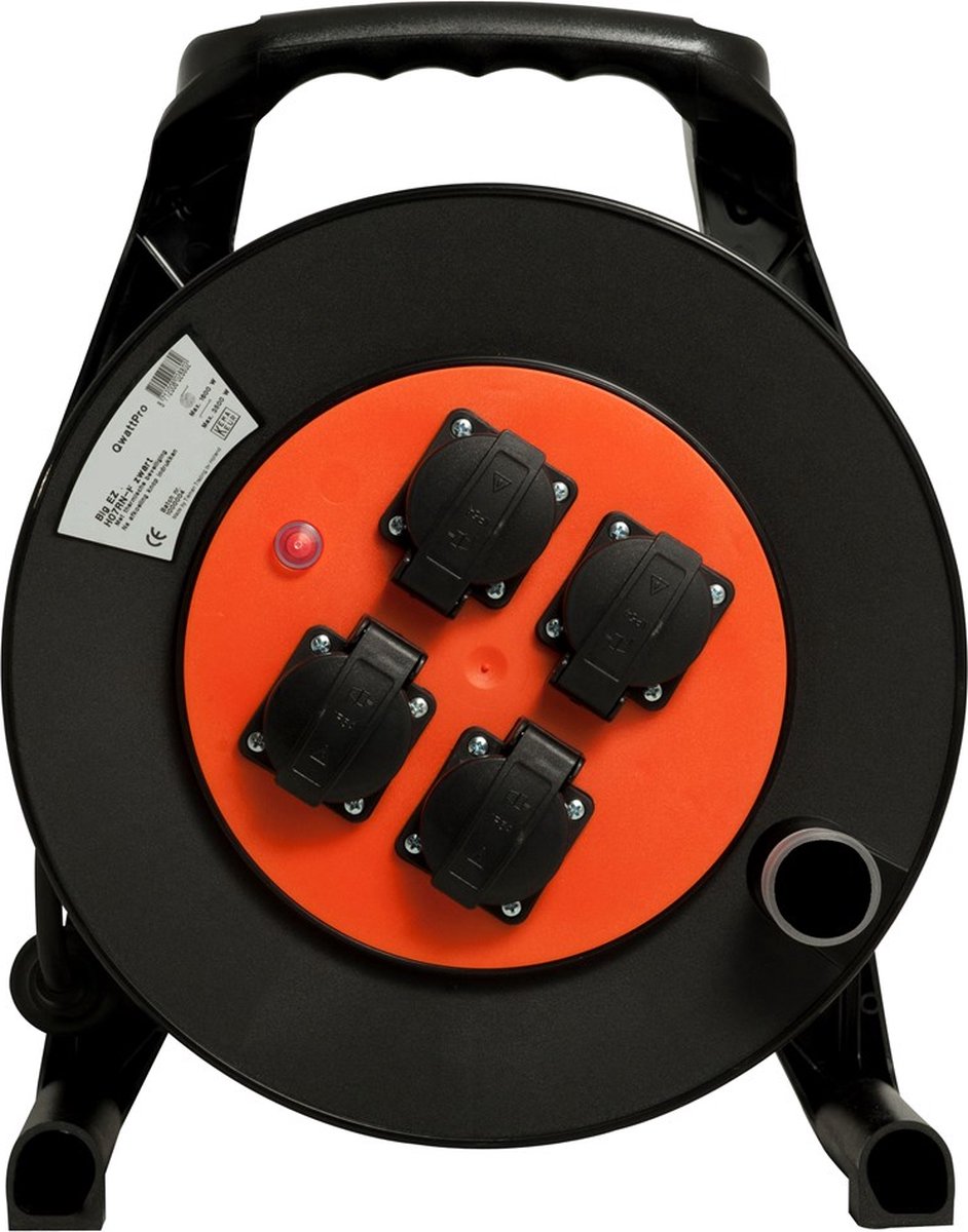 QwattPro kabelhaspel Big EZ RA 25m 3G1,5 H07RN-F zwart - 1311001 - 1311001