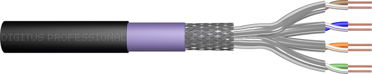 Digitus DK-1741-VH-10-OD Netwerkkabel CAT 7 S/FTP 0.25 mm² Zwart (RAL 9005) 1000 m