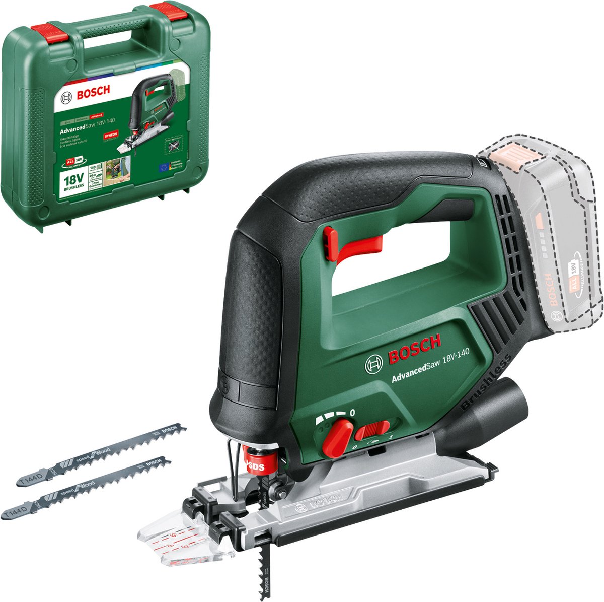 Bosch Groen AdvancedSaw 18V-140 Accu decoupeerzaag | Zonder accu en lader - 0603013002