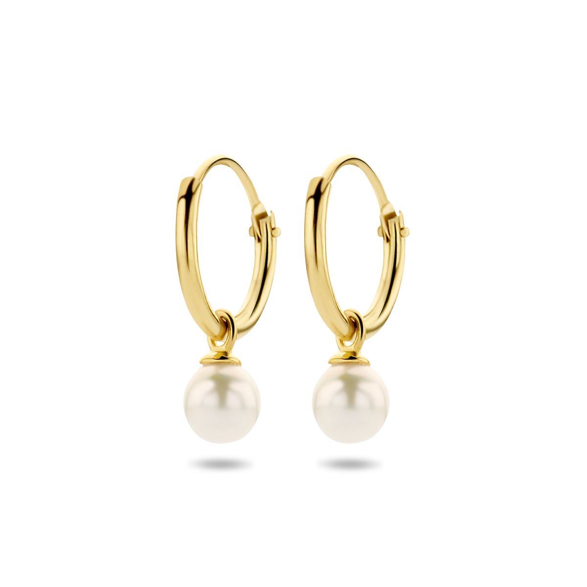 Sparkle14 Oorringen Met Hangers Zoetwaterparel - Goud