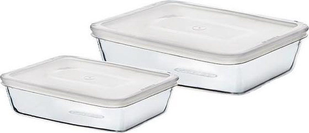 Pyrex Cook & Freeze Classic Glazen Ovenschalen 1.5+2.6L Transparant