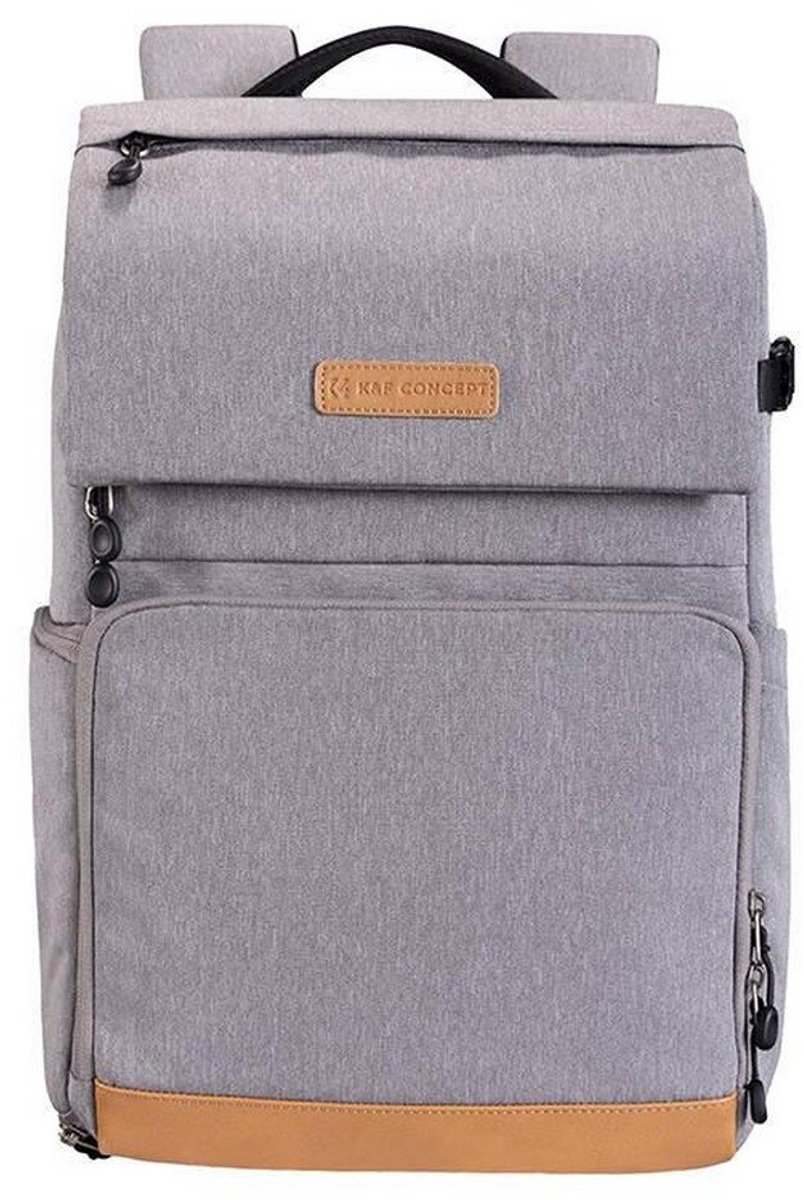 K&F Concept Camera rugzak Grijs/Bruin met regenhoes 22 liter