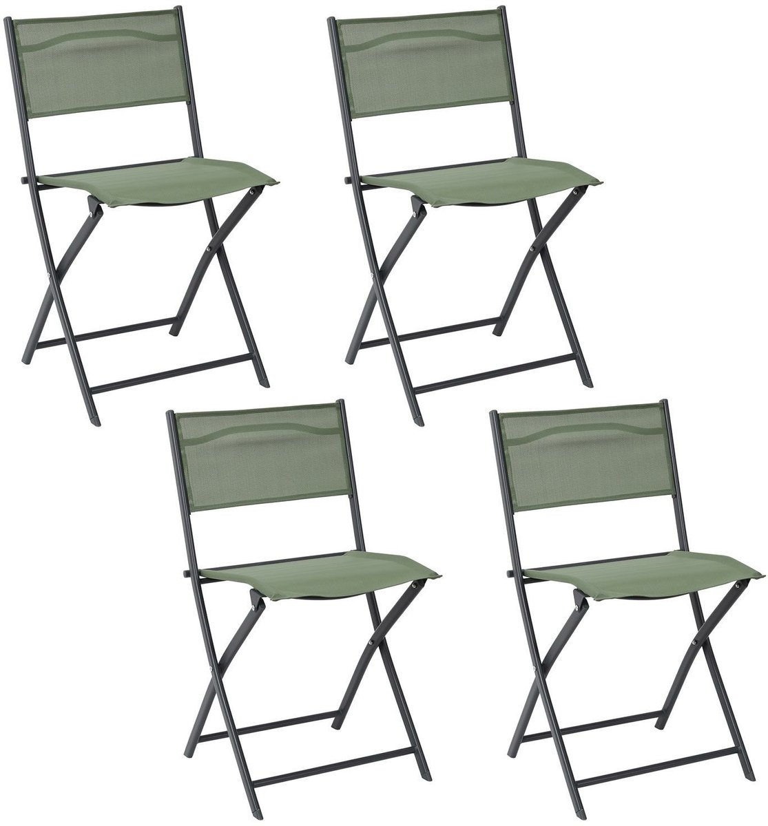 Home Deco Factory camping buiten klapstoel - 4x - aluminium - groen - L46 x B50 x H80 cm -