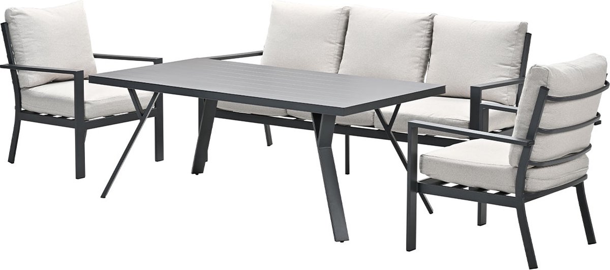 Sergio Loungedining sofa set 4-delig carbon black/desert sand - Garden impressions