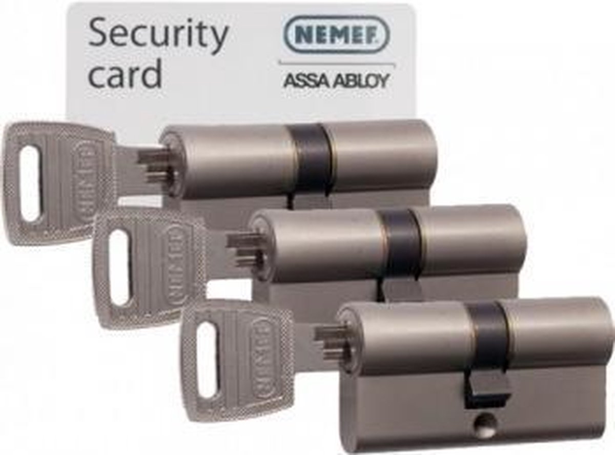 Nemef Set Dubbele europrofielcilinders 132/9 | 3 sleutels | per 3 stuks | gelijksluitend | 61 mm - 9013209303