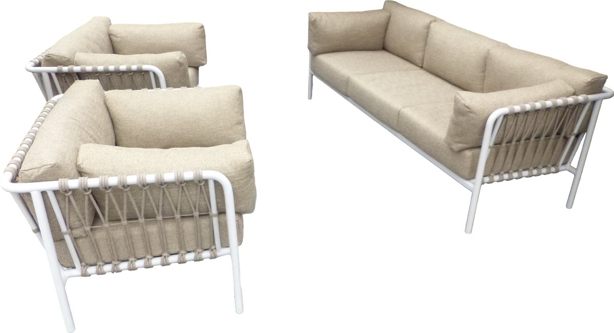 Set van 2 Linda lage fauteuils camel/safari en een Linda lage bank camel/safari - Yoi