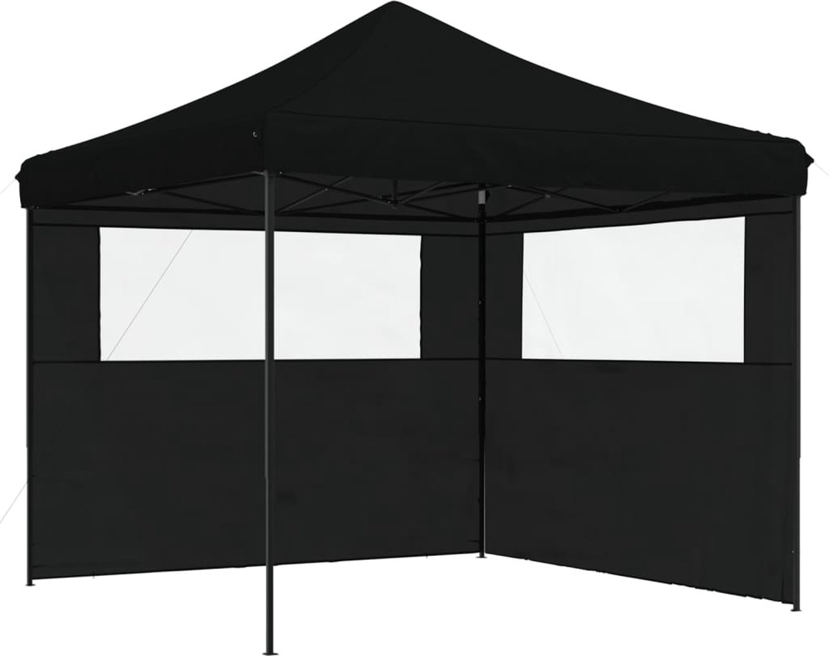 vidaXL - Partytent - inklapbaar - pop-up - met - 2 - zijwanden - zwart