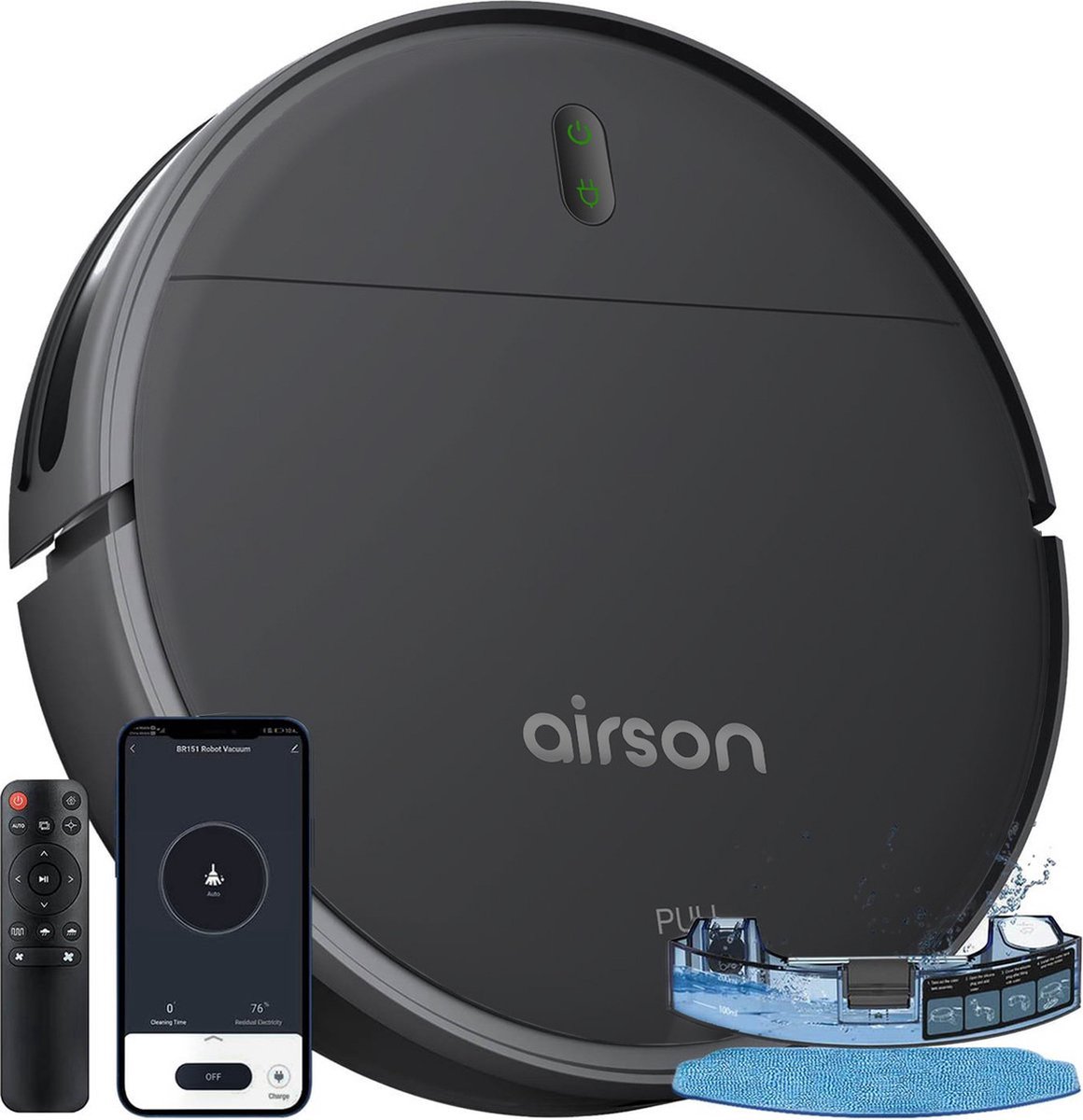 Airson robotstofzuiger met dweilfunctie - Met Laadstation - Dweilrobot met afstandsbediening en App - Geschikt voor Huisdieren,,,,