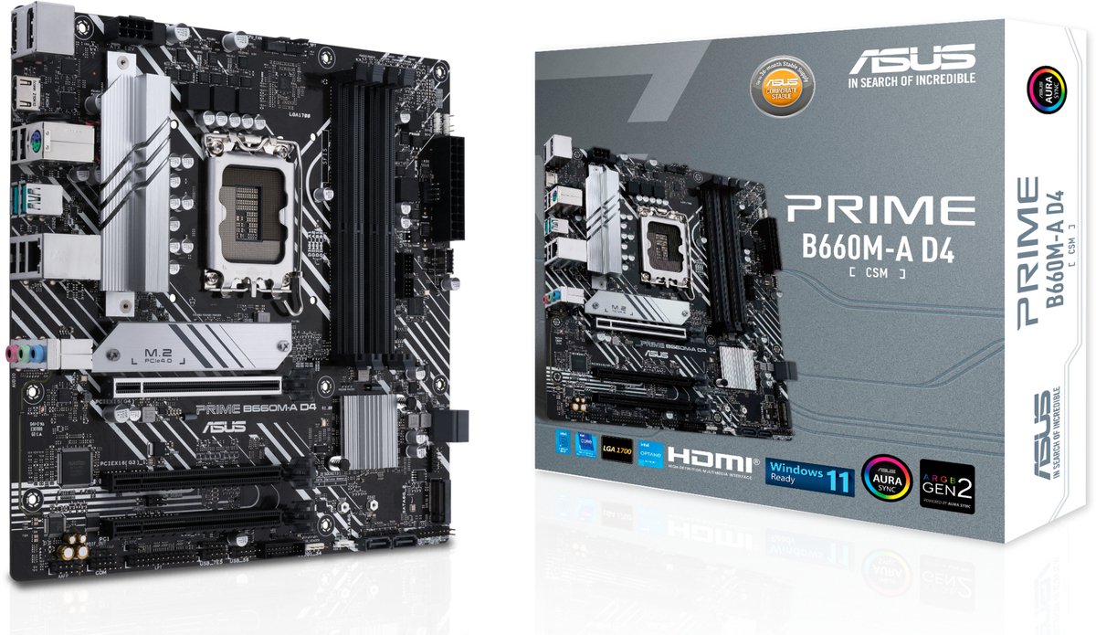 ASUS PRIME B660M-A D4-CSM moederbord Intel B660 LGA 1700 micro ATX