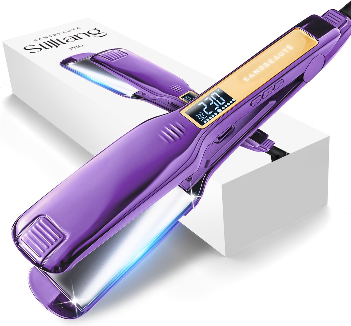 Sansbeauté® Professionele Stijltang - 2 in 1 - Krultang - Stijltangen - Hair Straightener - Snel Opgewarmd - 80℃ t/m 230℃ - Steilen&Krullen - IO