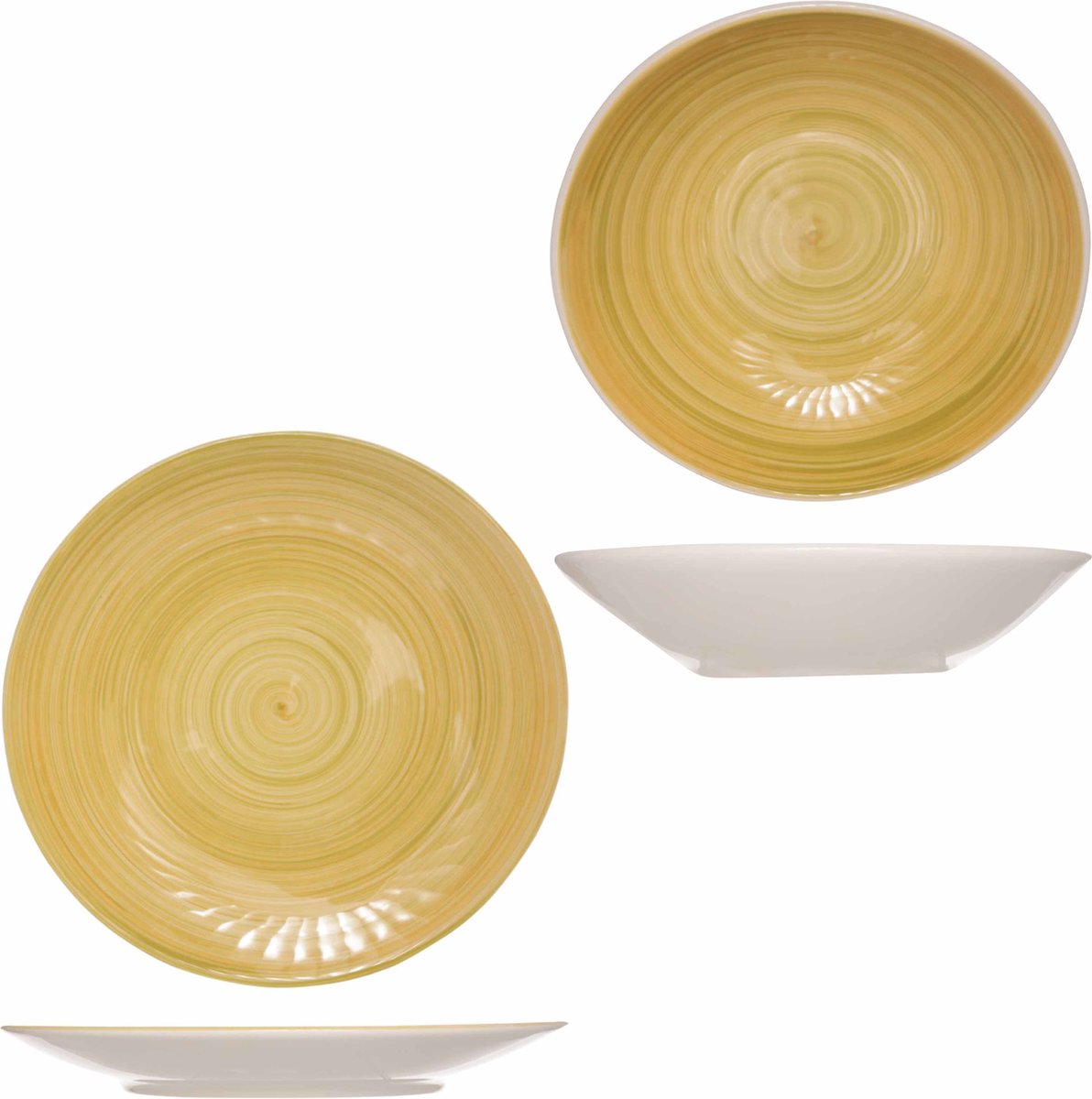 Bordenset 8x stuks diep bord en 8x stuks dinerbord Turbolino geel -