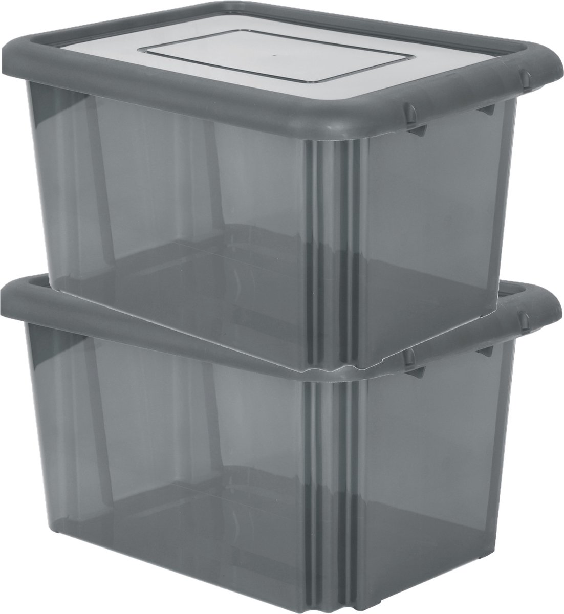 EDA Opbergbox 55L - 6x - grijs - stapelbaar - L58 x B44 x H31 cm - kunststof - Bak/doos met deksel -
