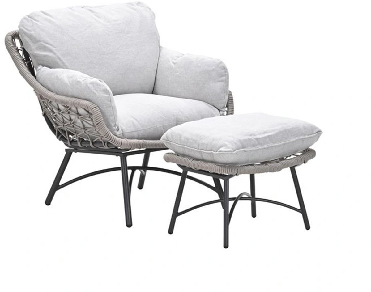 Logan Fauteuil Voetenbank Valley Sand - Garden impressions