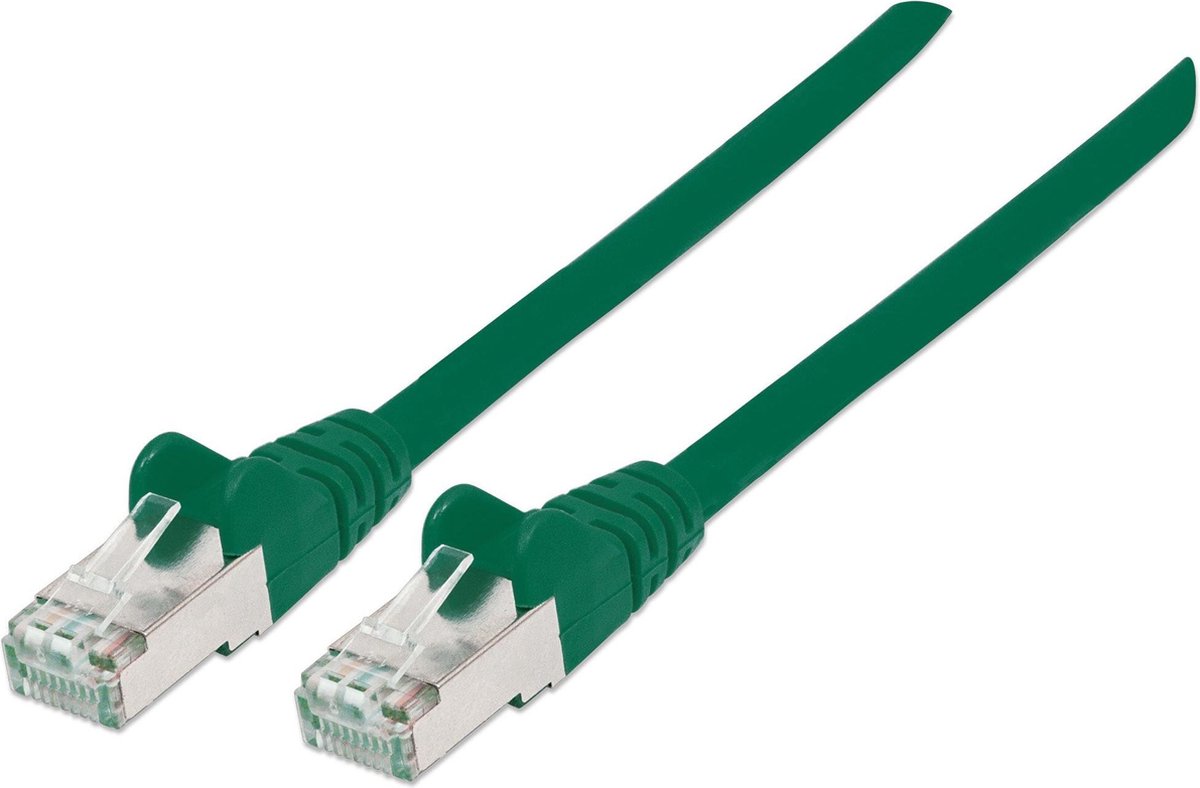 Intellinet 741071 RJ45 Netwerkkabel, patchkabel CAT 6A S/FTP 10.00 m Groen Folie afscherming, Afscherming gevlochten, Afgeschermd, Halogeenvrij 1 stuk(s)