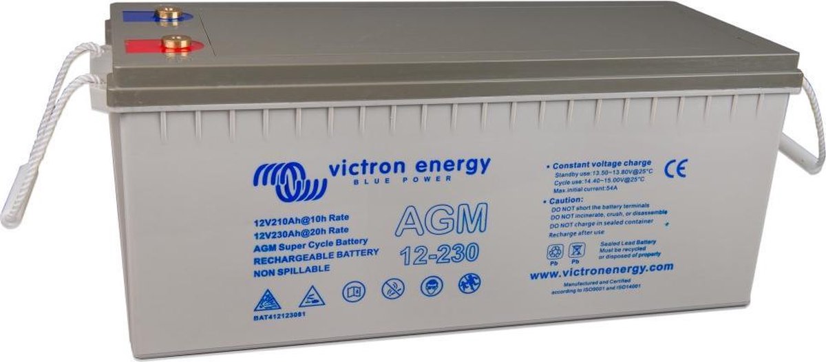Victron Energy AGM Super Cycle 12V 230 Ah Loodaccu 12 V 230 Ah Loodvlies (AGM) (b x h x d) 532 x 226 x 207 mm M8-schroefaansluiting Onderhoudsvrij