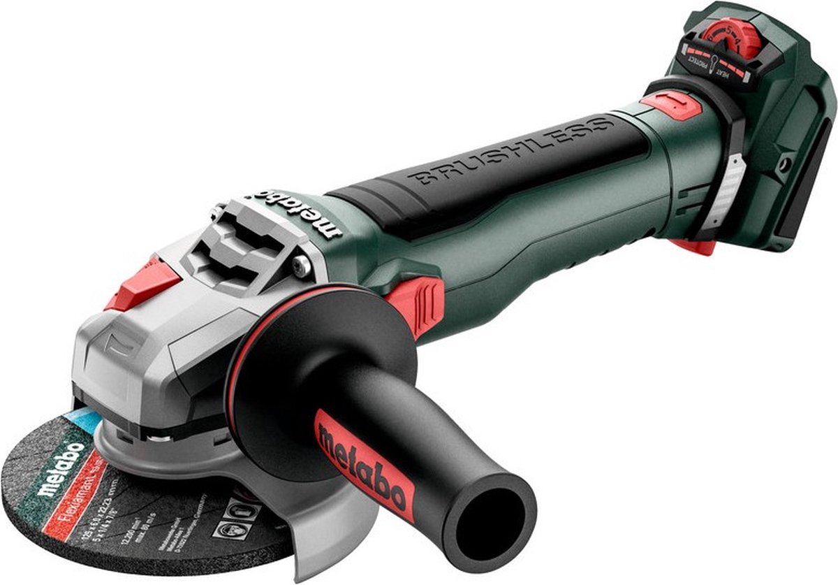 Metabo WVB 18 LT BL 11-125 Quick 18V Li-ion Accu Haakse Slijper Body In MetaBOX - 125 Mm