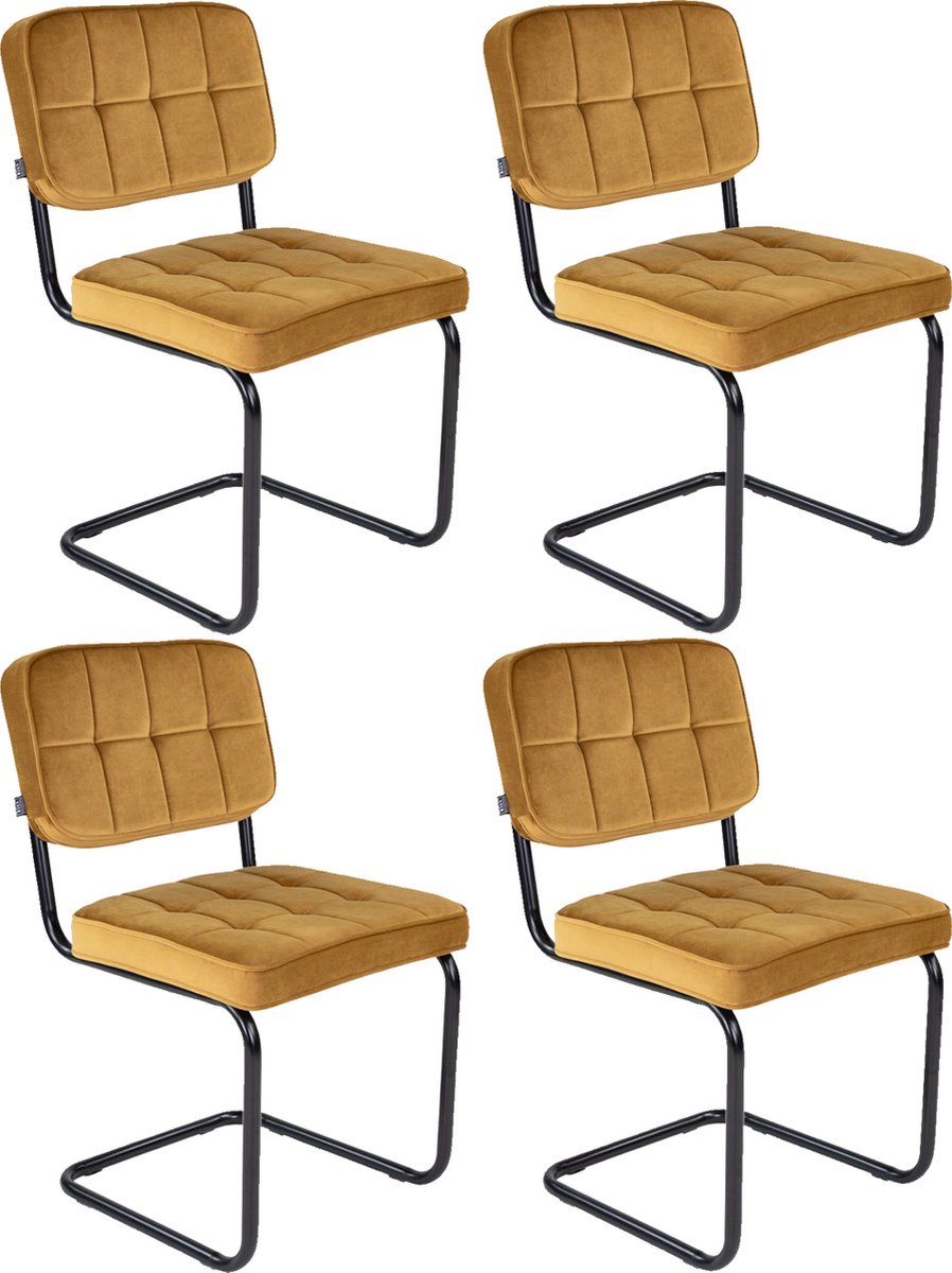 Kick buisframe stoel Ivy goud - set van 4