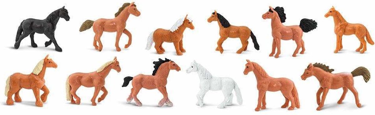 Plastic speelgoed figuren paarden 12 stuks -
