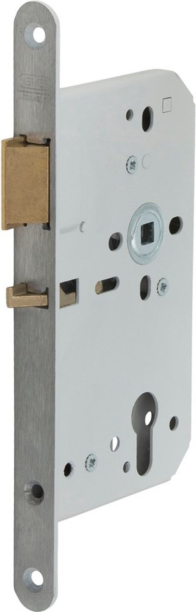 Nemef 649/96 Centraalslot | DM60mm | PC72mm | krukgat 8mm | voorplaat RVS 20x235mm afgerond | messing zwengeldagschoot | dagschootblokkering | DR 1+3