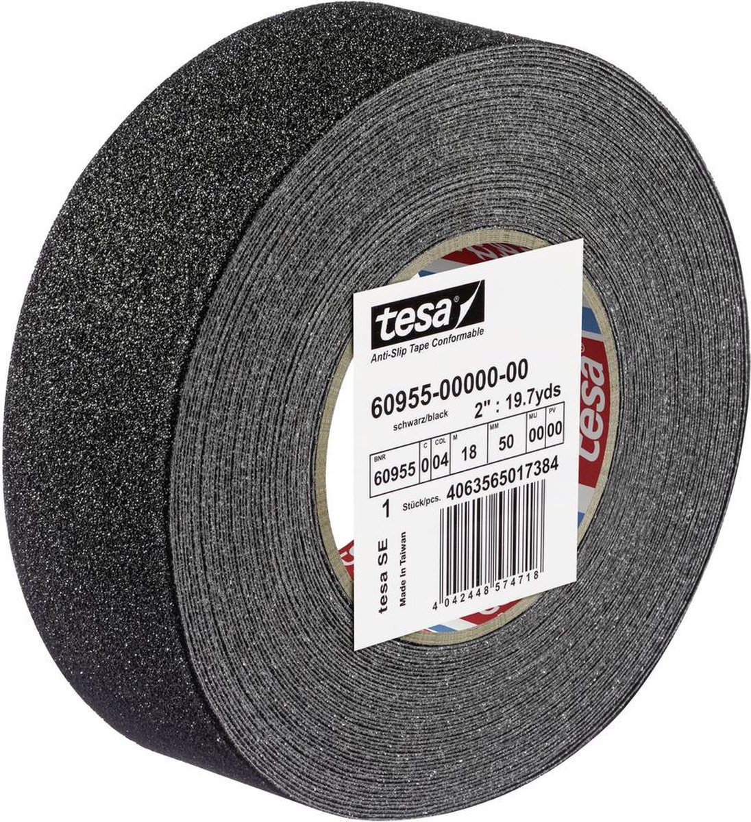 Tesa Antisliptape extreem flexibel | zwart/geel | lengte 18 m, breedte 50 mm | 1 stuk - 60955-00000-02 60955-00000-02