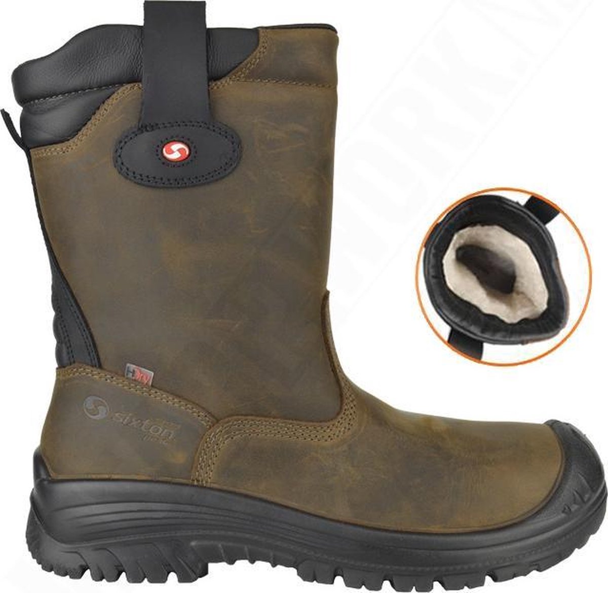 Sixton Peak 81411-07 Ranch Laars Hdry Hoog S3 + KN Gevoerd | Bruin/Zwart | Maat 44 - 00.091.126.44