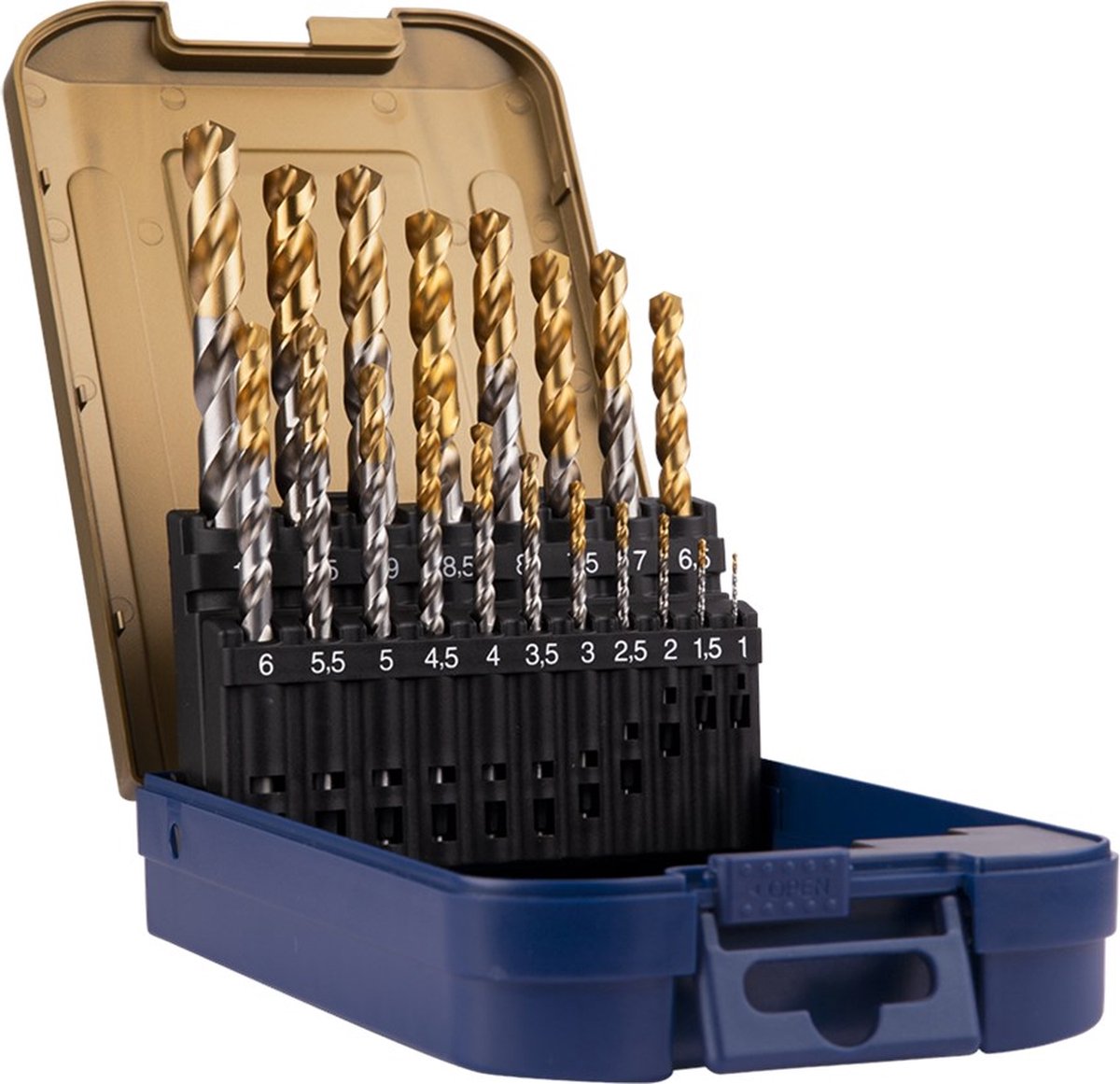 Rotec Spiraalborenset '102T', DIN338, HD-S, TiN, 19-dlg, ø1-10 ABS - 900.0022T - 900.0022T