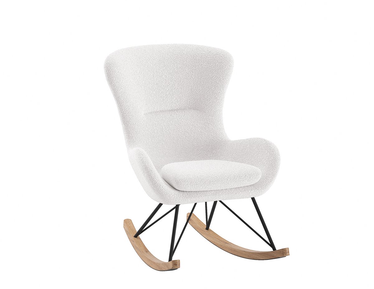 Schommelstoel Jaxx Rockey Boucle Wit