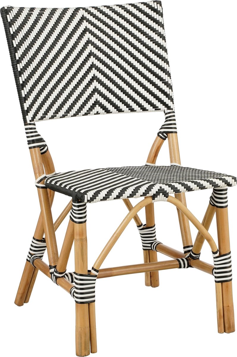 Mica Decorations Mandox Bistrostoel - L45,5 x B57 x H89 cm - Rotan - Zwart, Wit