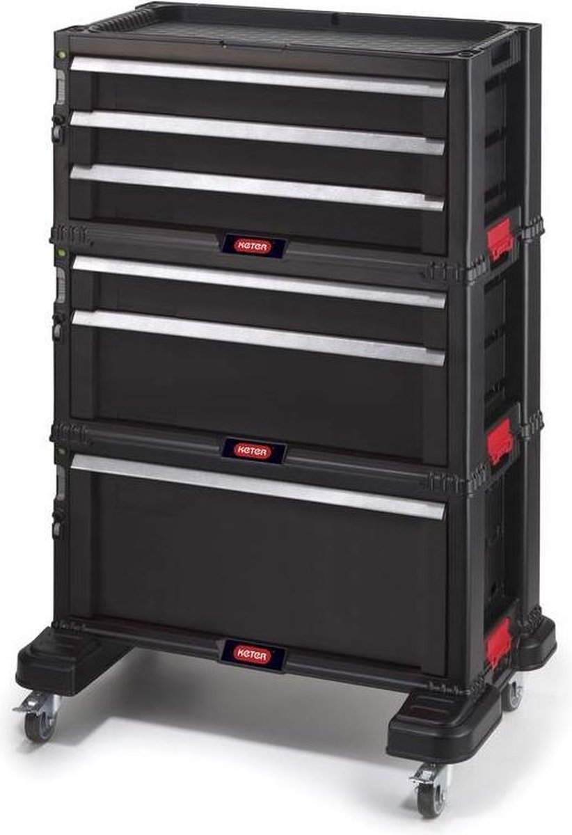 Werkplaatswagen met 6 laden zwart