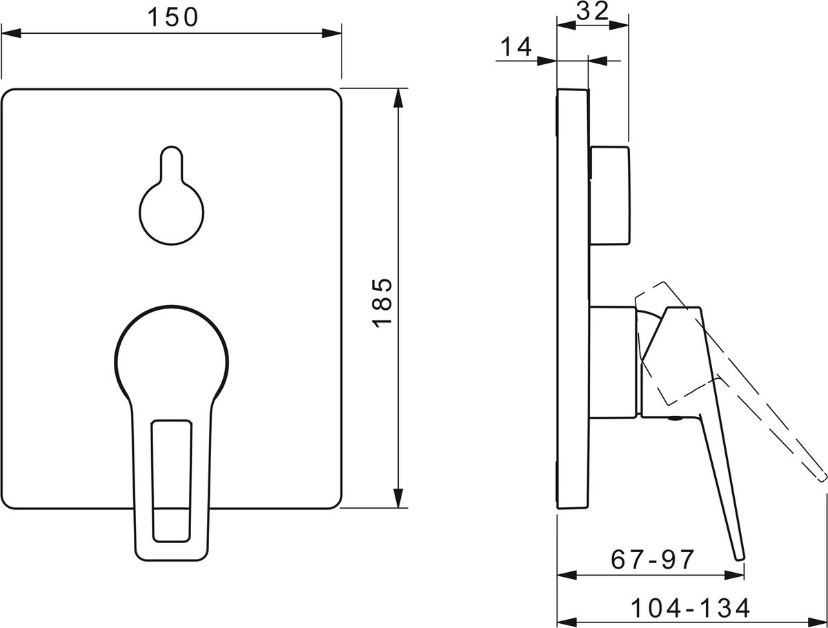 HANSA HANSATWIST bad- en douchemengkraan, inbouwdeel, hendel, vierkante rozet, 89849085