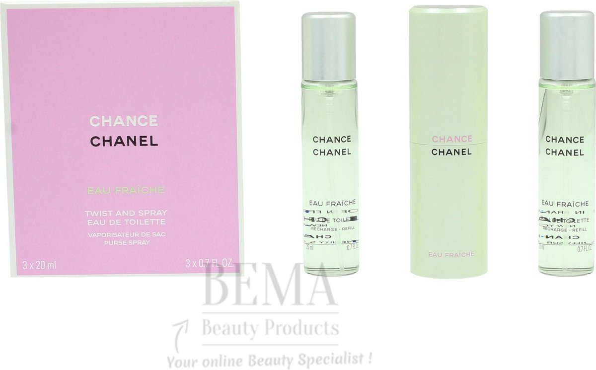 Chance Eau Fraîche eau de toilette twist and spray navulbaar, 3x 20 ml