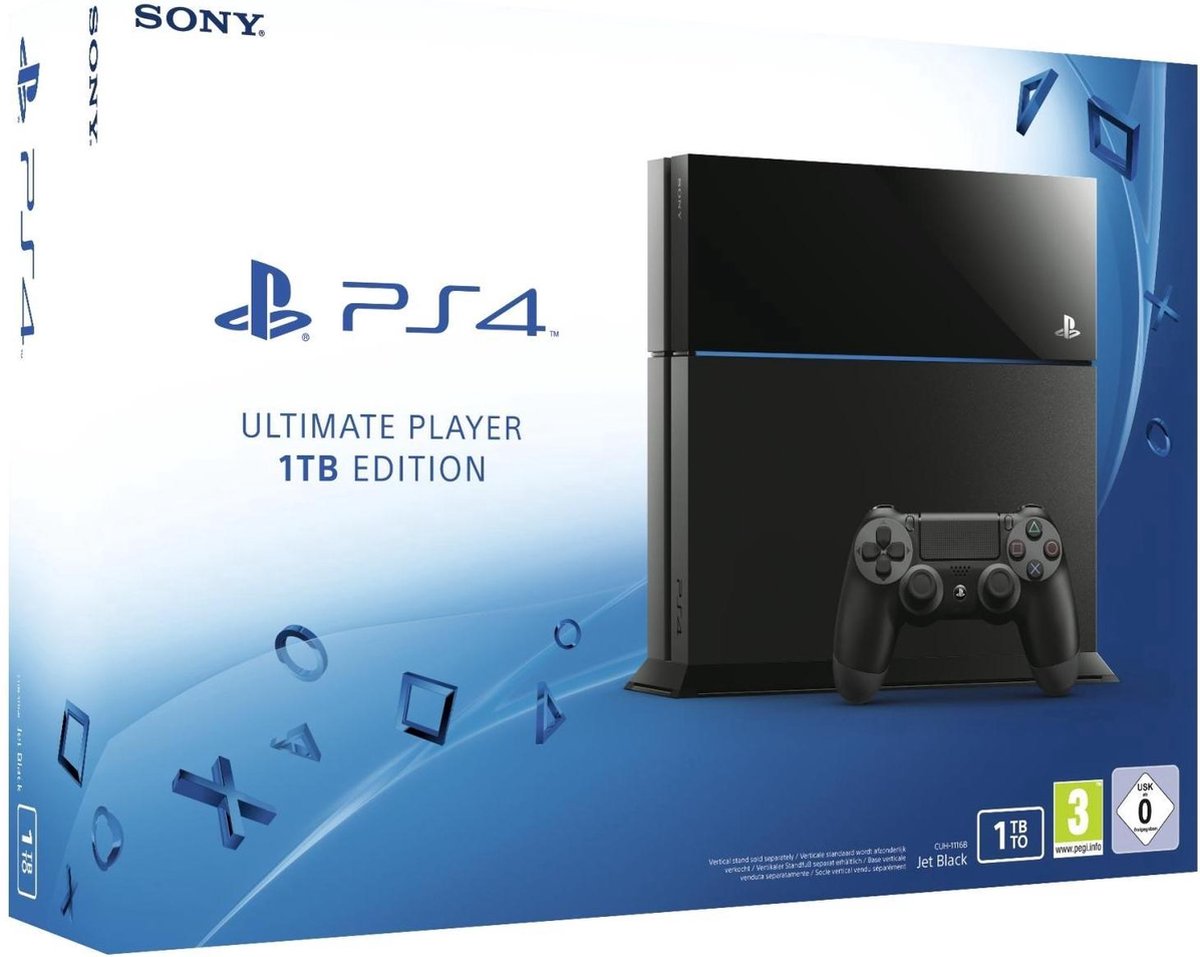 PlayStation 4, Console (Classic Black) Ultimate Player 1 TB Edition PS4