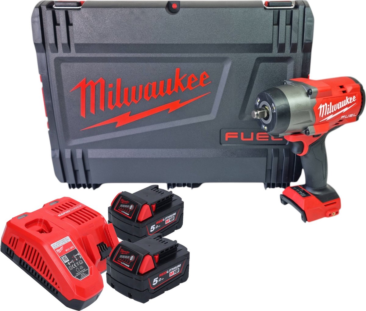 Milwaukee M18 FUEL™ FHIW2F12-502X Accu Slagmoersleutel 1/2" 1491Nm 18V 5.0Ah in HD-Box - 4933492783"