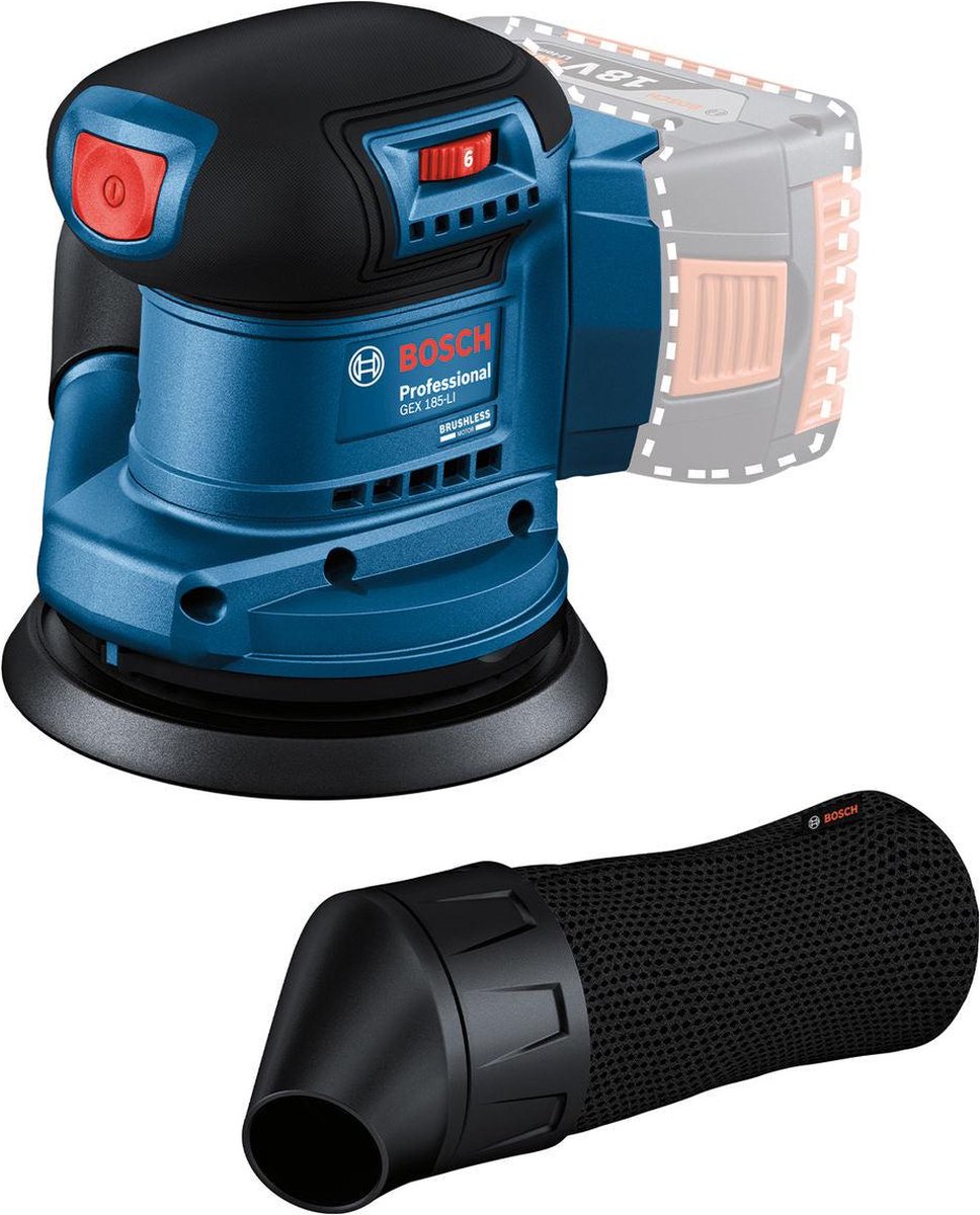 Bosch Blauw GEX 185-LI Professional | Accu-excenterschuurmachine | 18V | Body | Zonder Accu's & Laders | In Doos - 06013A5020