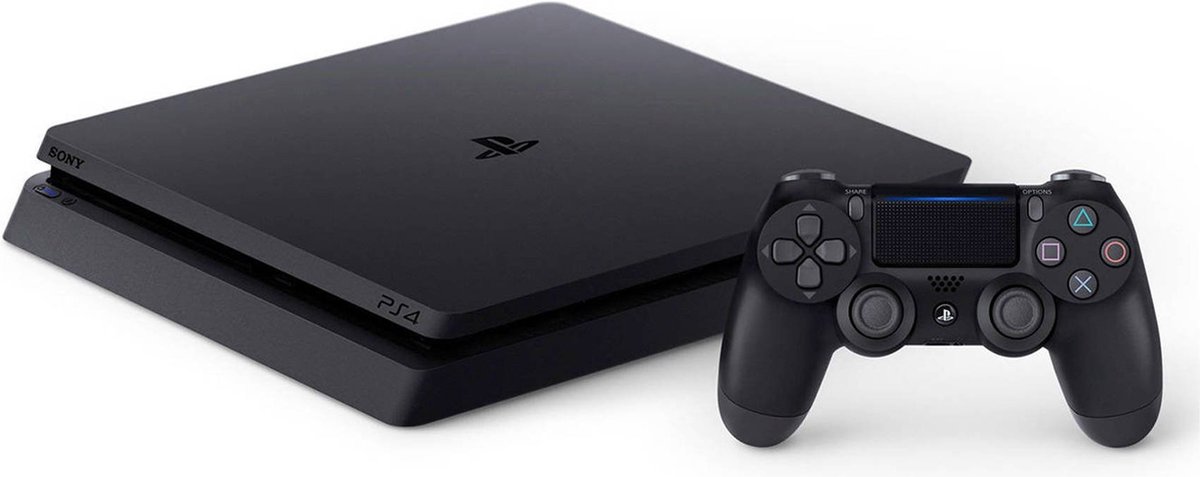 PlayStation 4, Console (Black) + 500 GB Slim + Dualshock 4 Controller PS4