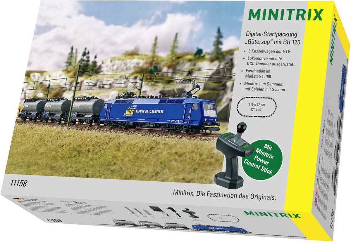 MiniTrix 11158 N digitale startset goederentrein met BR 120 van de WRS