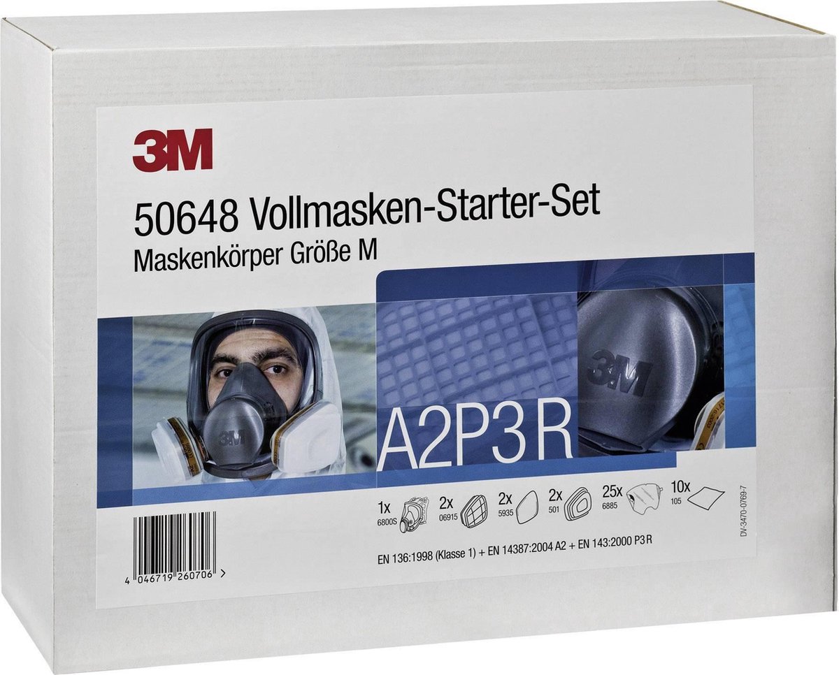 3M 50648 Volgelaatsmaskerset A2P3 R Maat: M EN 136, EN 143, EN 14387 DIN 136, DIN 143, DIN 14387