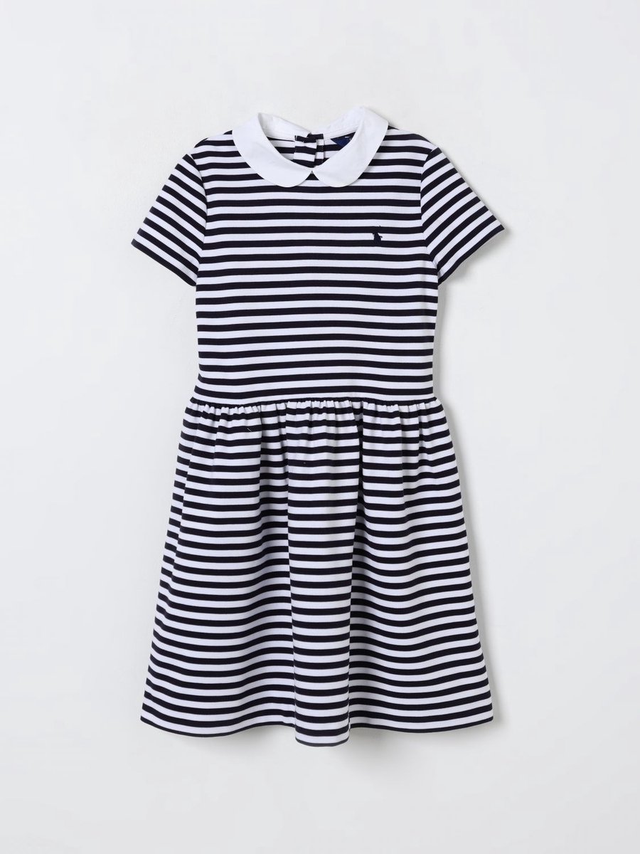Polo Ralph Lauren Jurk - Navy/Wit Gestreept - Polo Ralph Lauren - 8-10 jaar (128-140) - Jurk