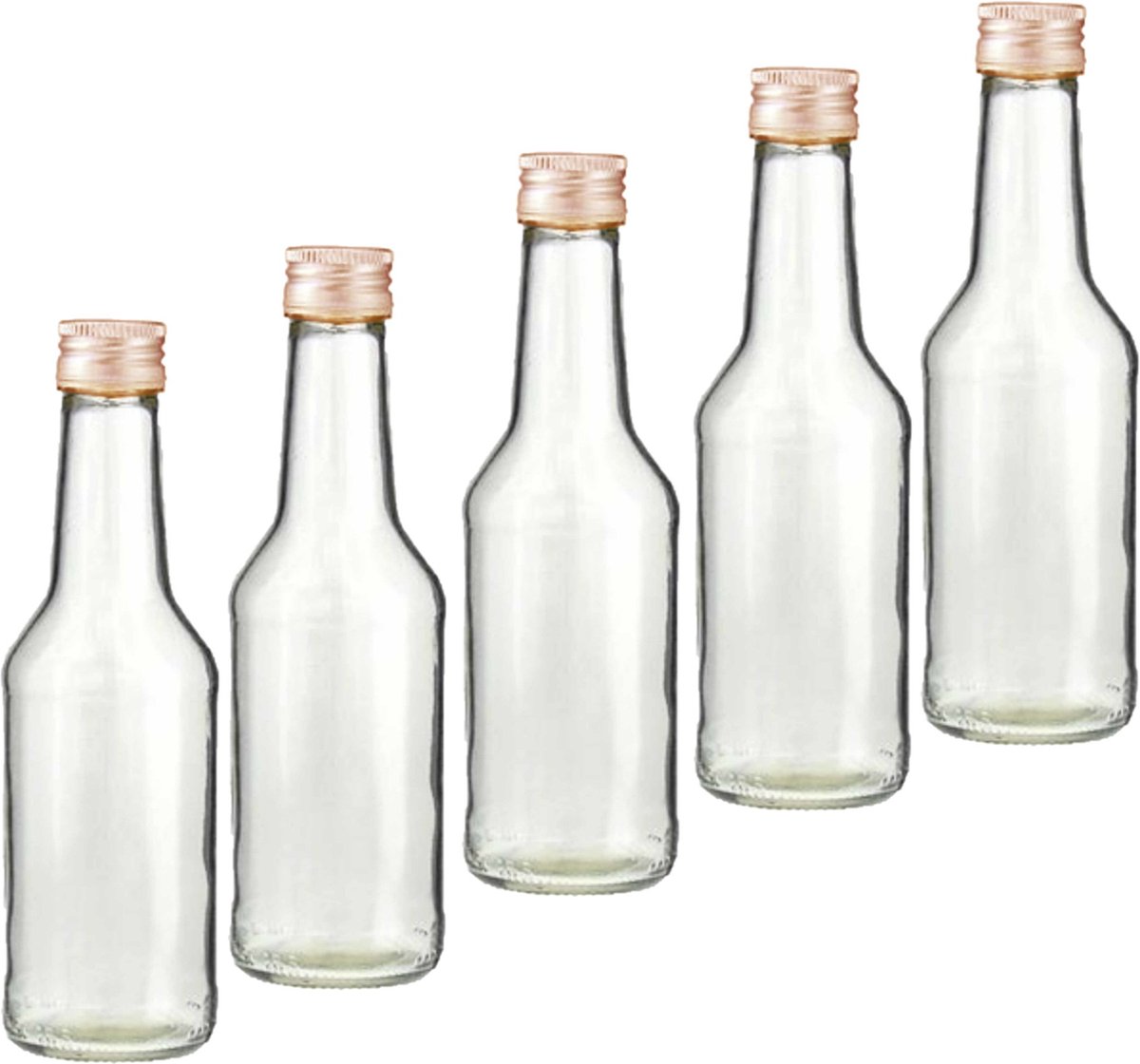 Fles - Set van 50x stuks - met schroefdop - transparant - 200 ml - glas -