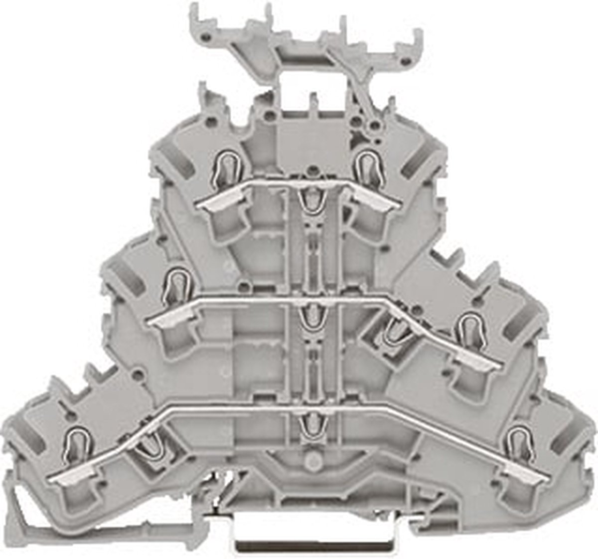 WAGO 2002-3231 Doorgangsklem 3-etages 5.20 mm Spanveer Toewijzing: L, L, L Grijs 50 stuk(s)