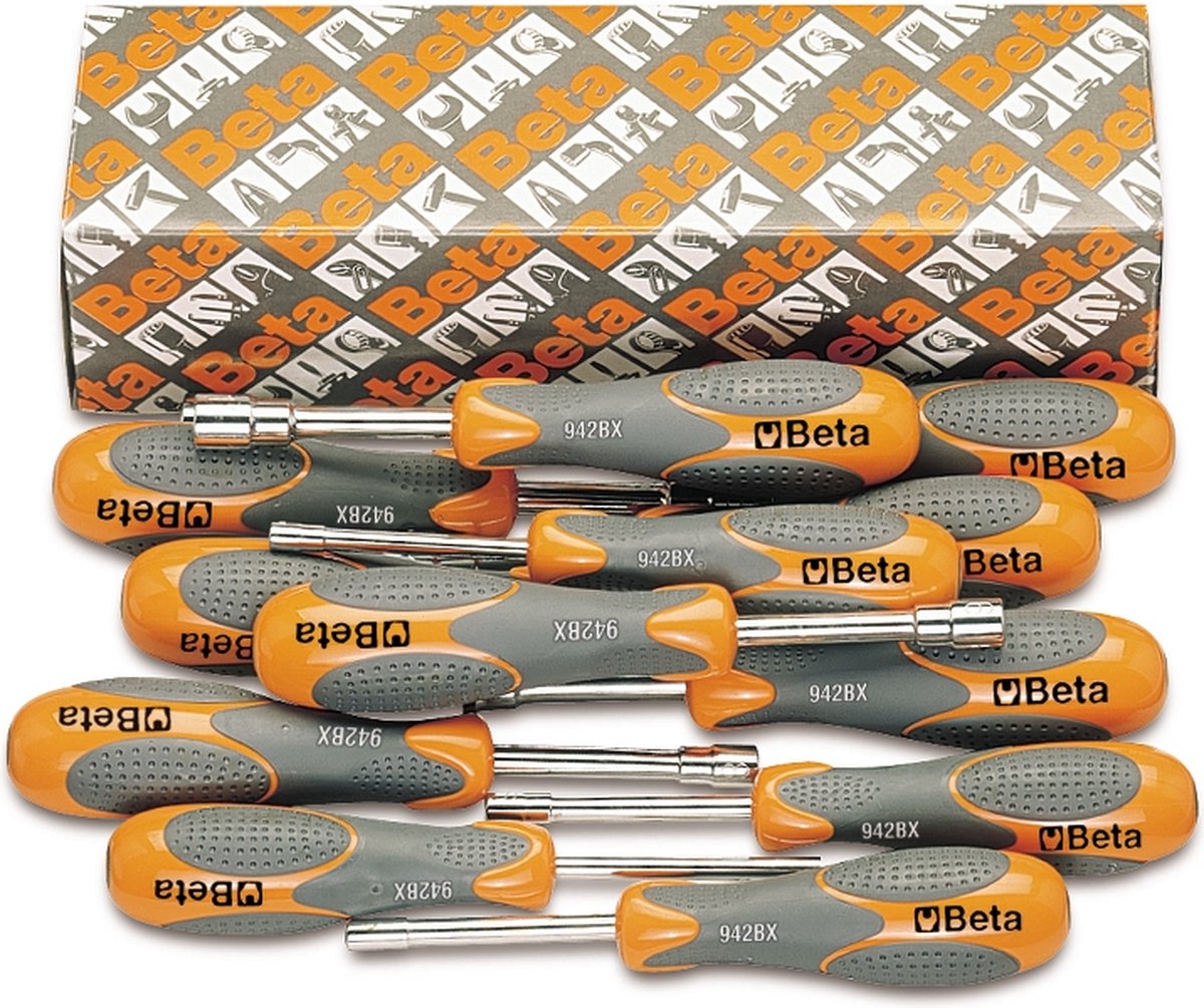 Beta 12-delige set dopschroevendraaiers met twee-componenten handgreep, lange uitvoering (art. 943BX) 943BX/S12 - 009430030